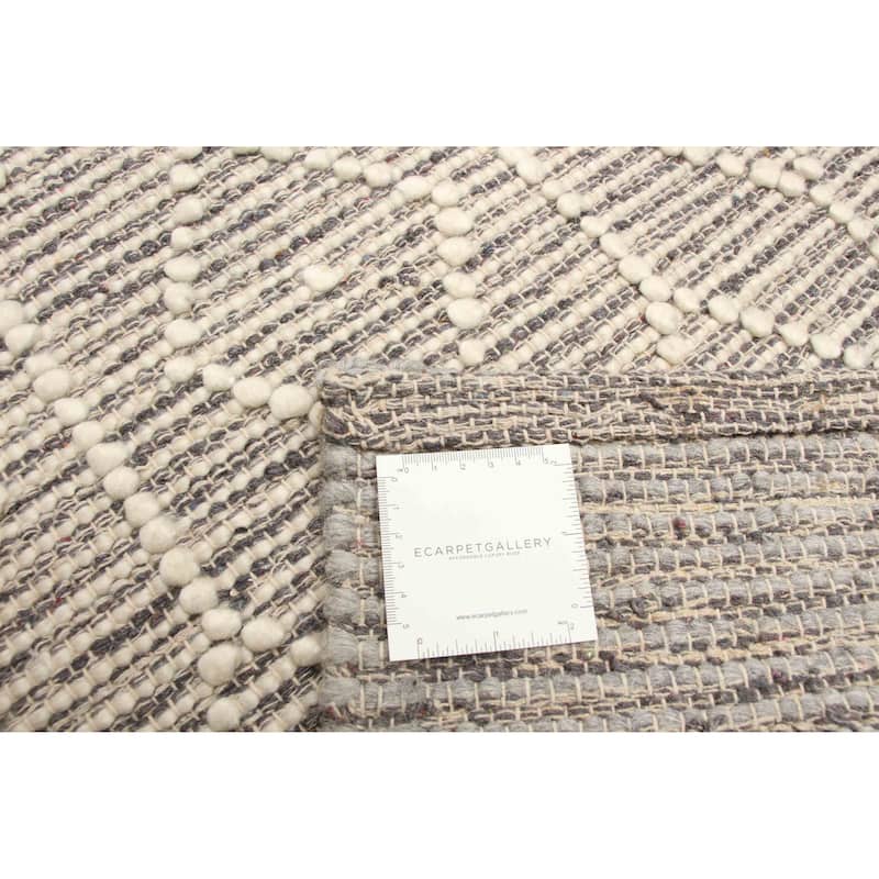 ECARPETGALLERY Braid weave Sienna Grey Wool Rug - 5'0 x 7'10