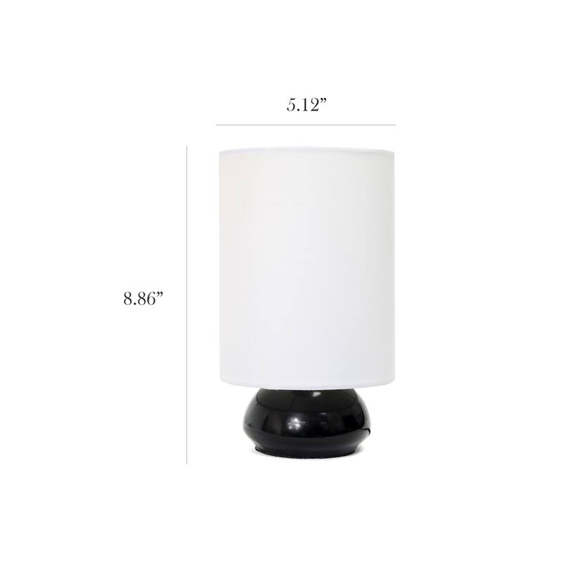 Simple Designs Gemini Colors 2 Pack Mini Touch Table Lamp Set with Fabric Shades