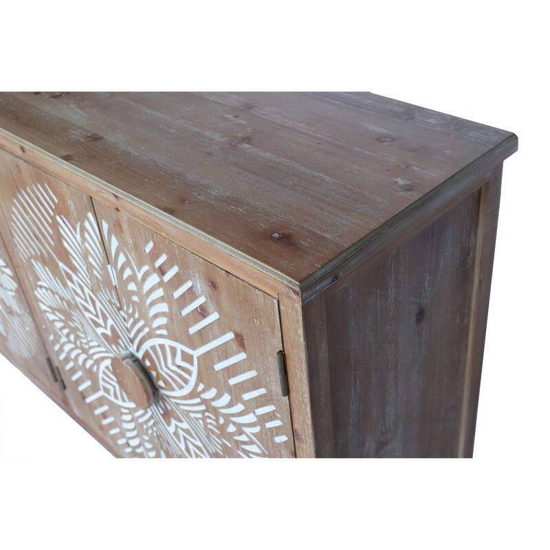 60"Wood Accent Cabinet with 4 Doors,Brown and antique white Pantry Cabinet,Wood Buffet Cabinet,Media Cabinet,Console Cabinet