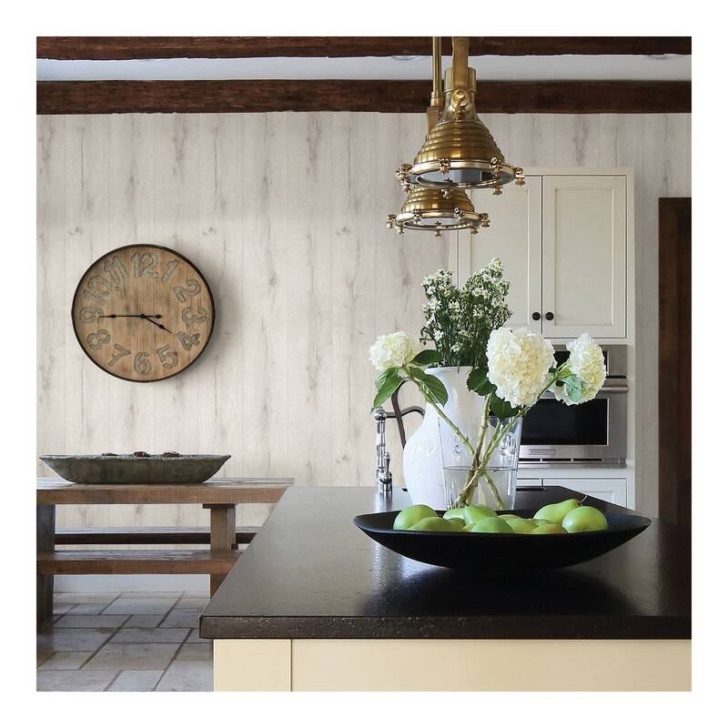 Advantage Appalacian Cream Wood Planks Wallpaper - 20.5 x 396 x 0.025