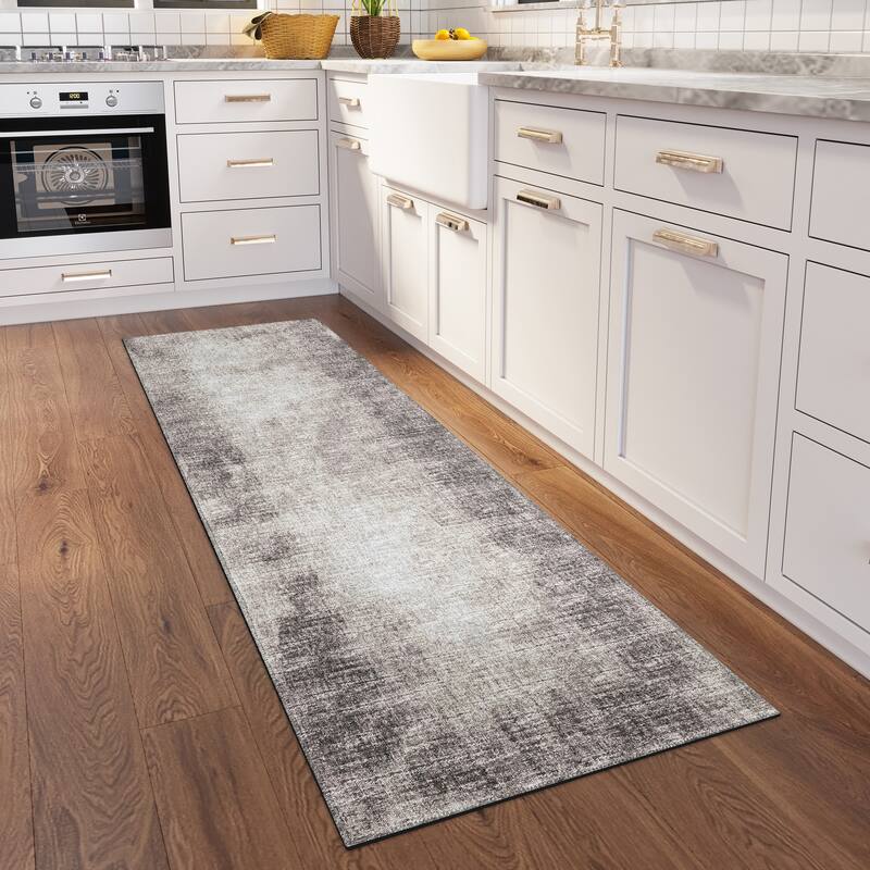 Indoor/Outdoor Rylee Modern Bordered Washable Rug - 2'3" x 7'6" Runner - Mocha