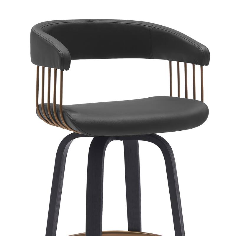 Topanga Modern Swivel Bar Stool, Upholstered Counter Height Chair with Bentwood Legs
