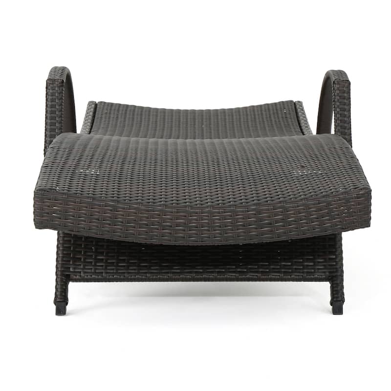Toscana Wicker Outdoor Armed Chaise Lounge Chair (Set of 2) by Christopher Knight Home - 79.25"L x 27.50"W x 15.00"H