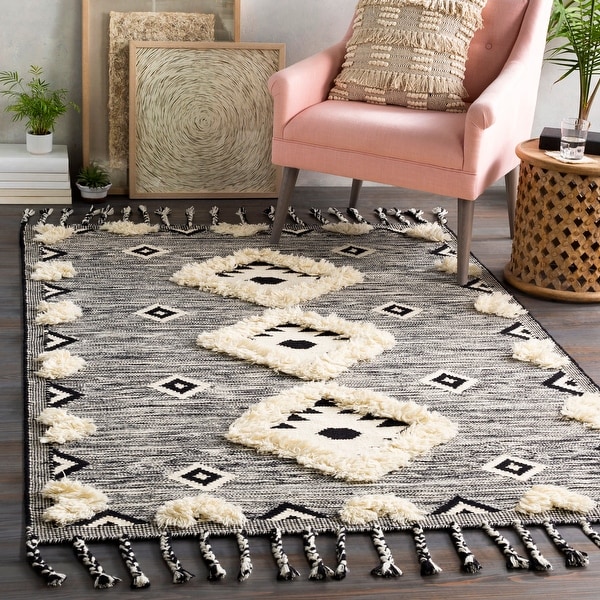 Saguaro Handmade Wool Boho Textured Area Rug. Opens flyout.