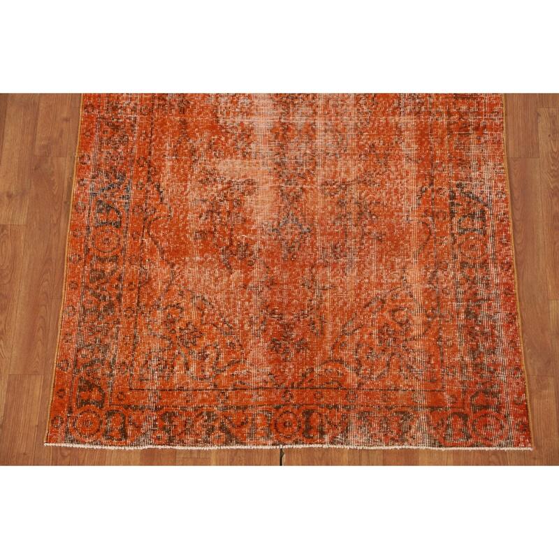 Orange Anatolian Distressed Turkish Vintage Rug Handmade Wool Carpet - 3'9"x 7'0"
