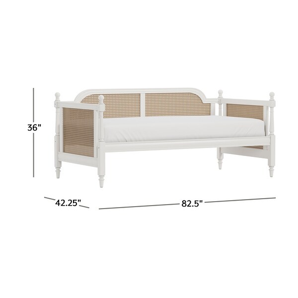 Hillsdale Furniture Melanie Wood and Cane Twin Daybed, White - Bed