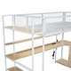 preview thumbnail 28 of 27, Twin Size Loft Bed with LED Light and Built-in Work Station, Metal Loft Bedframe w/ Storage Cabinet, Shelves & Charging Station