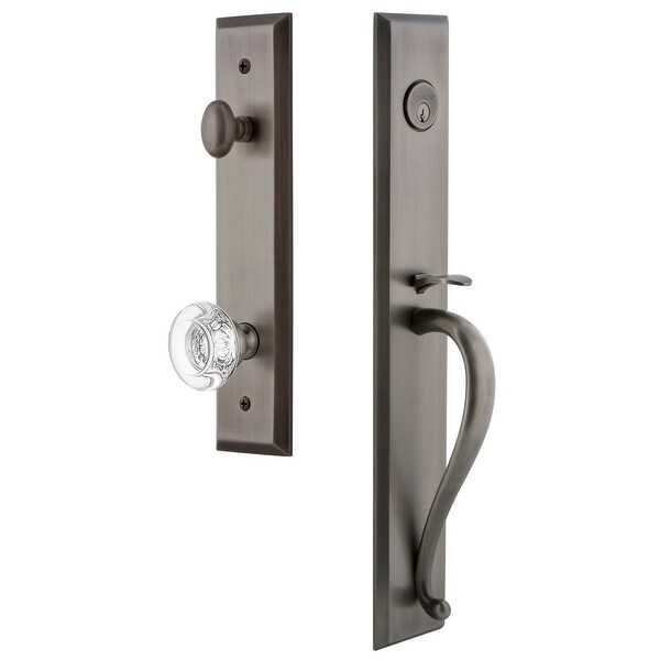 Grandeur FAVSGRBOR_ESETD_NA Fifth Avenue Solid Brass Rose Dummy Full Plate "S" Grip Handleset with Bordeaux Crystal Knob
