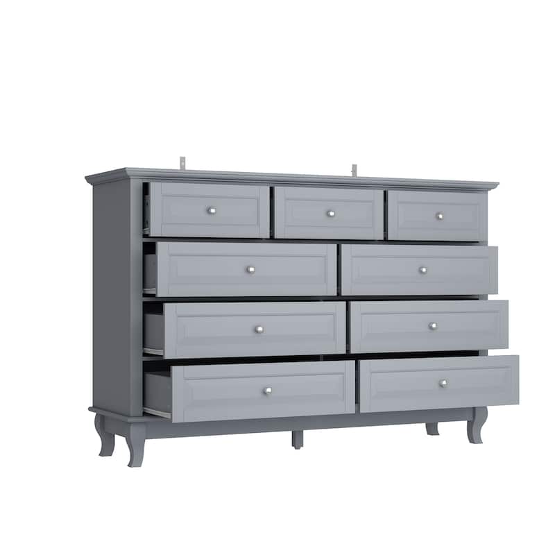 55.1"W 9-Drawer Dresser: Spacious and Sleek Design Chest Lacquer