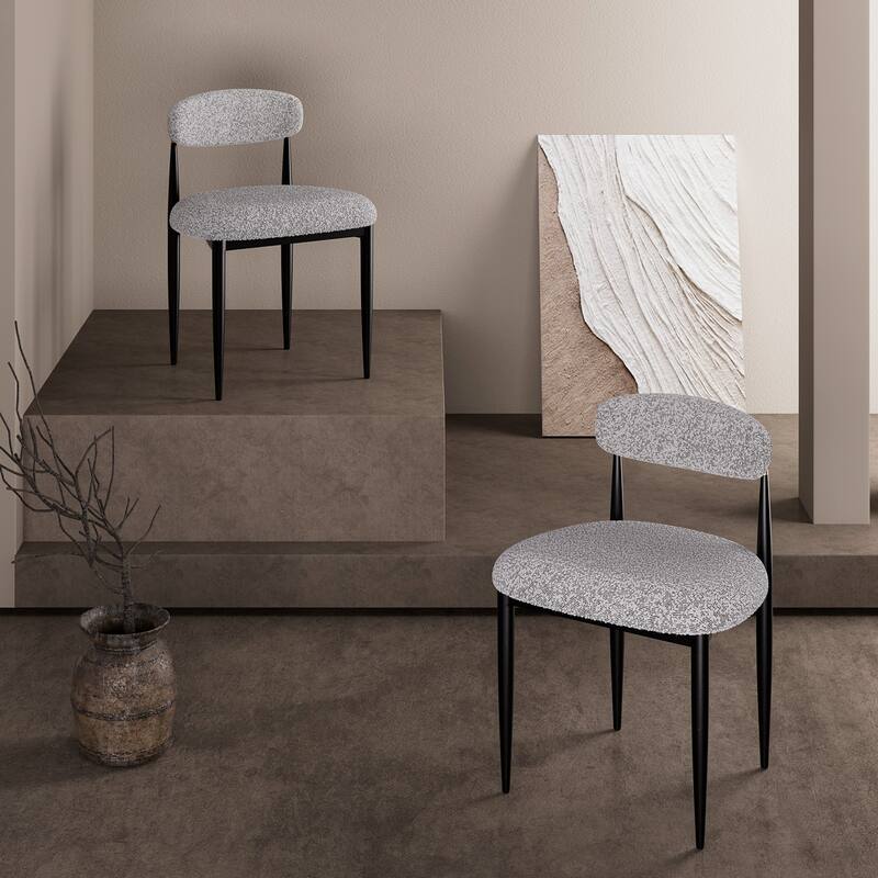 Morden Fort Modern Boucle Armless Dining Chairs (Set of 2) - Grey