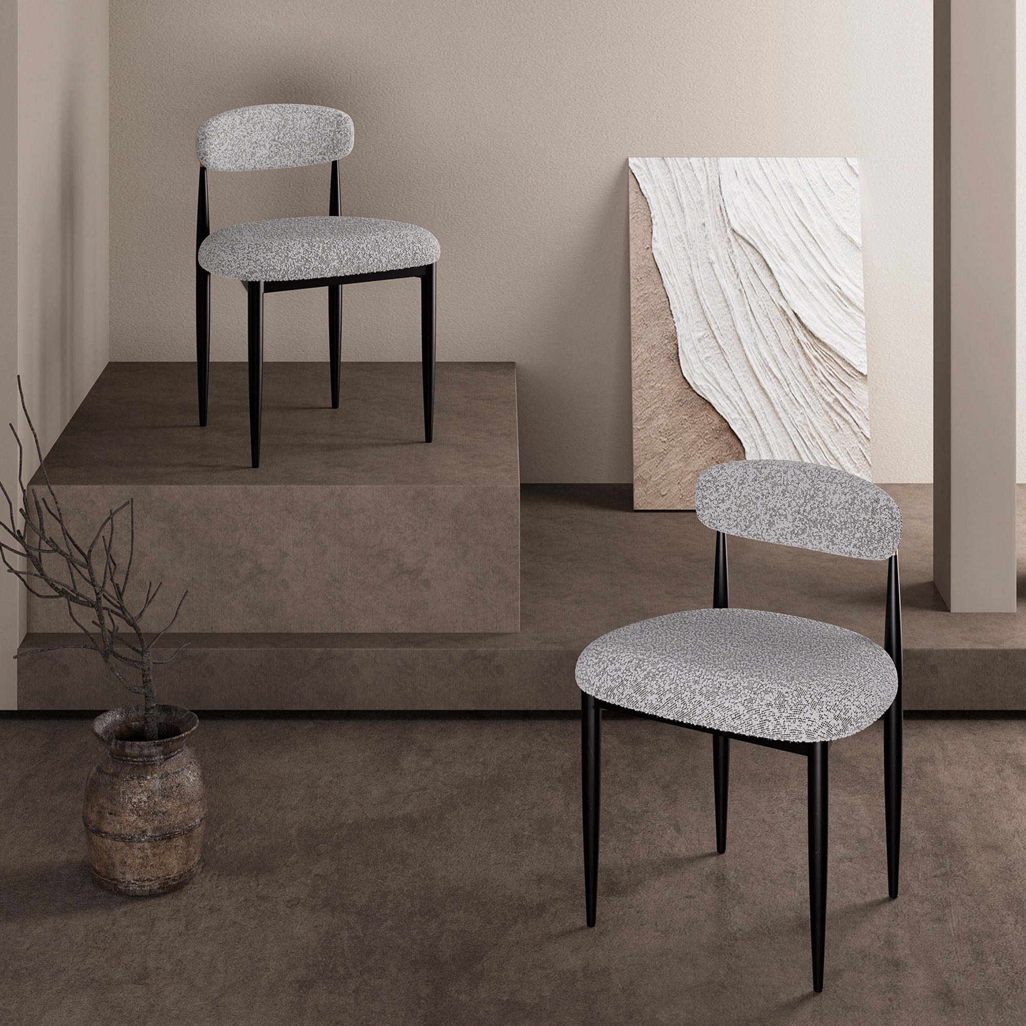 Morden Fort Modern Boucle Armless Dining Chairs (Set of 2)