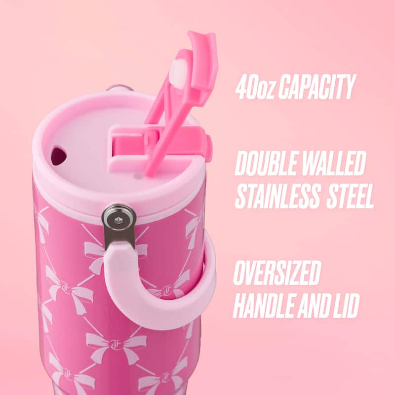 Juicy Couture Flip Fusion Hydration Stainless Steel Screw Top Tumbler with Flip Handle