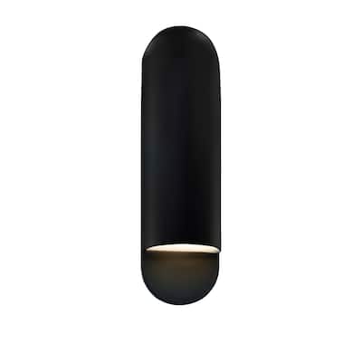 Justice Design Group Ambiance Carbon Matte Black Large ADA Capsule Wall Sconce