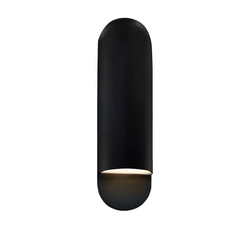 Justice Design Group Ambiance Large Carbon Matte Black ADA Capsule Outdoor Wall Sconce - Carbon Matte Black