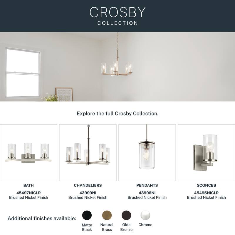 Kichler Lighting Crosby 1-light Brushed Nickel Mini Pendant