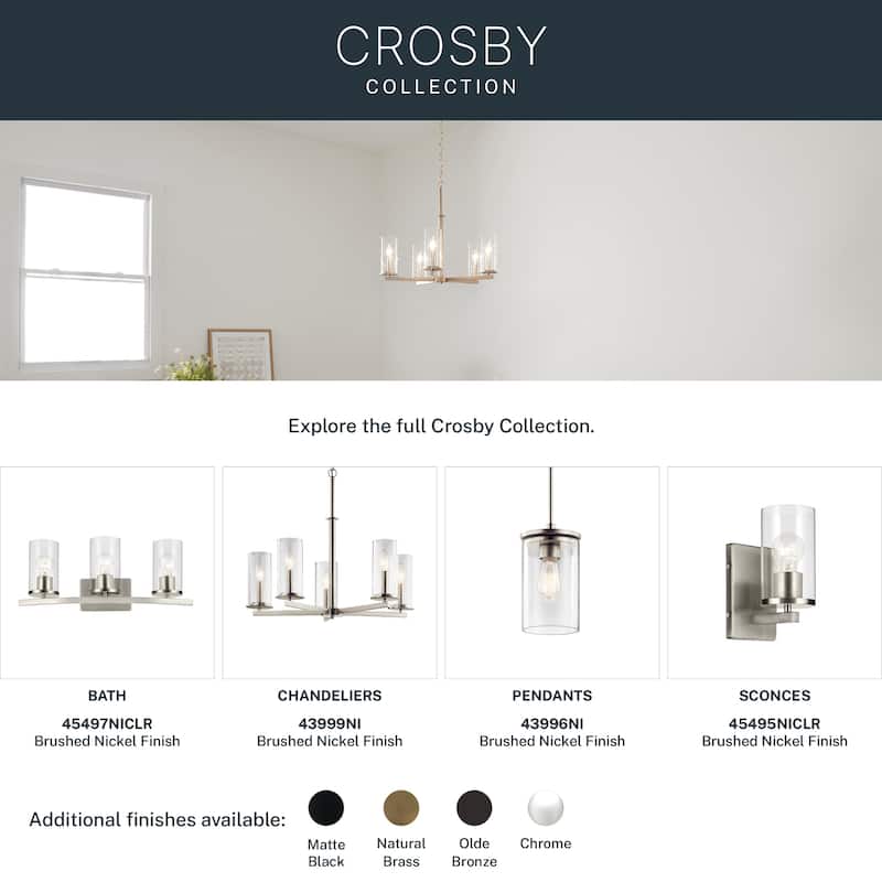 Kichler Lighting Crosby 3-light Brushed Nickel Bath Vanity Light