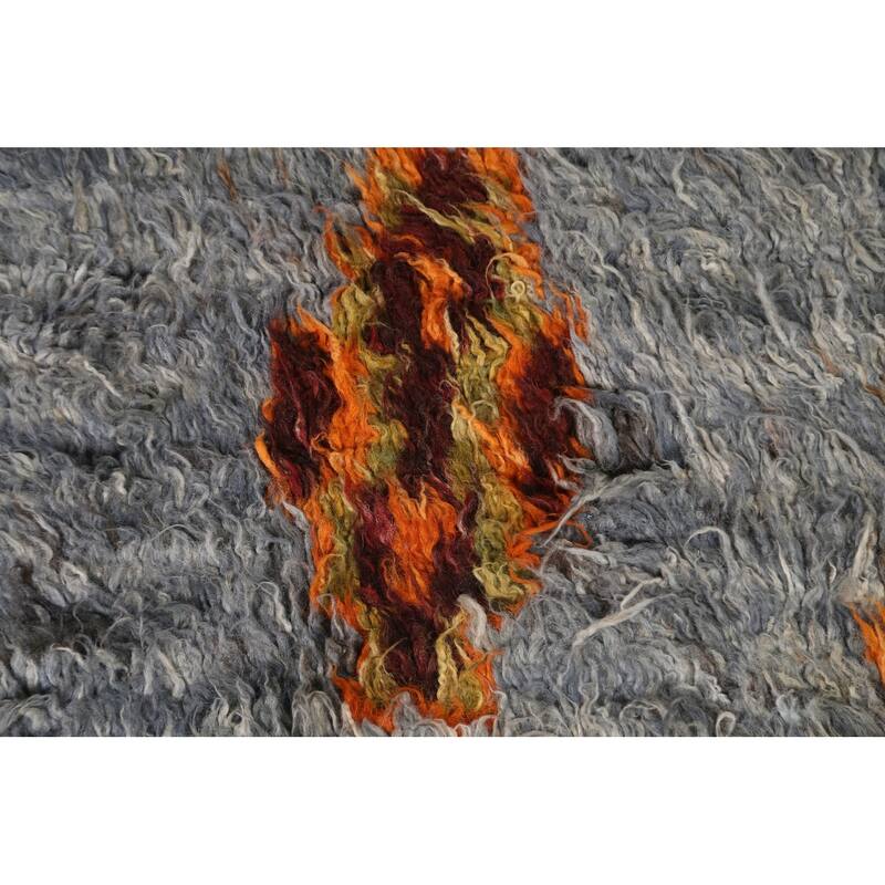 Hand Knotted Oriental 100% Wool Carpet Modern Tribal Navy Blue & Blues Moroccan Area Rug - 9' 9'' X 6' 4''