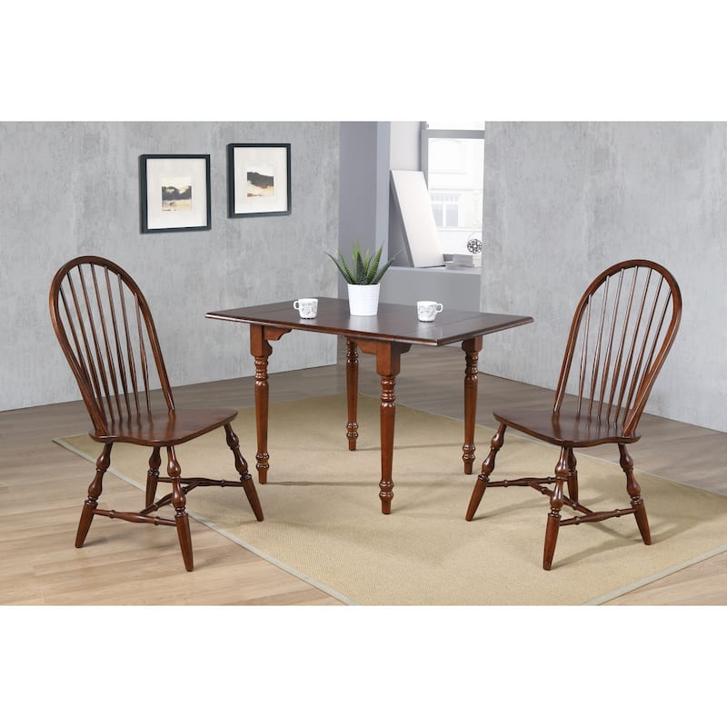 Rectangular Dining Set - 3 Piece Table & Chair Set - Expandable Drop Leaf Table - Wood Dining Room Furniture