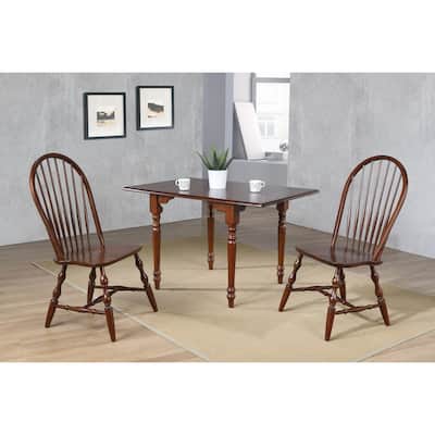 Rectangular Dining Set - 3 Piece Table & Chair Set - Expandable Drop Leaf Table - Wood Dining Room Furniture