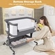 preview thumbnail 3 of 6, Bedside Crib w/ Adjustable Height Bassinet w/ Storage Shelf & Wheels