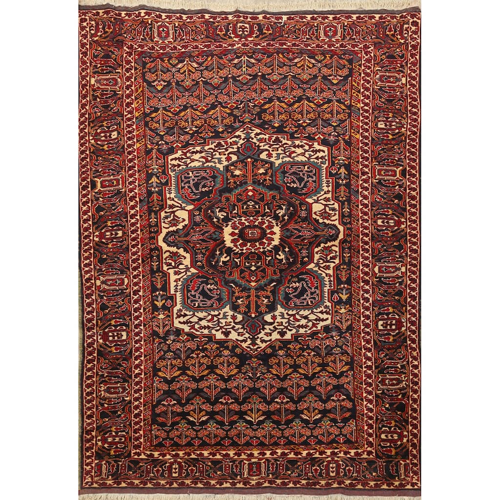 Vintage Madder Vegetable Dye Sarouk Farahan Persian Area Rug Handmade - 4'1" x 5'6"