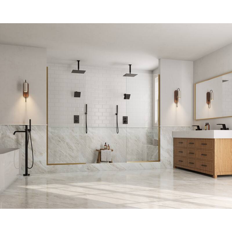 GRANDJOY Dual Shower Heads System 12" & 6" Rainfall Shower Head with Handheld Sprayer