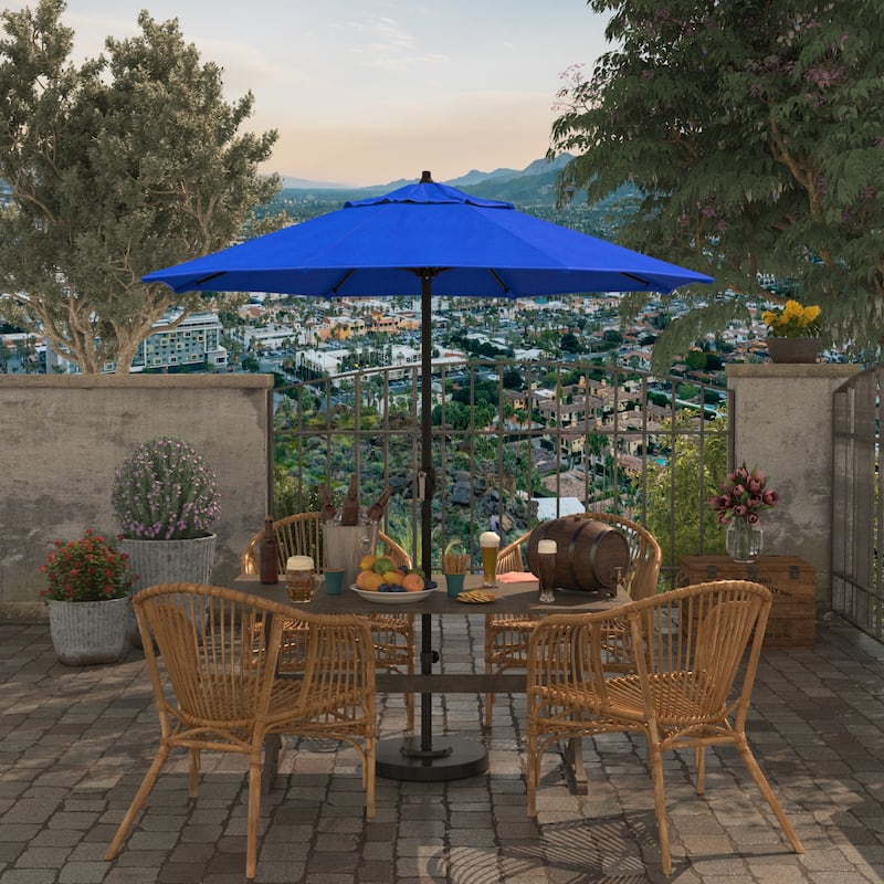 North Bend 7.5-foot Crank Lift Auto Tilt Sunbrella Fabric Patio Umbrella by Havenside Home - Jockey Red