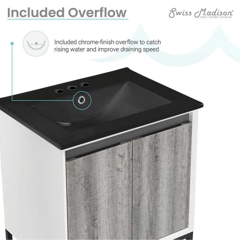 Swiss Madison SM-BV142-3MB Marseille 24" Free Standing Single Basin