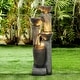 preview thumbnail 1 of 11, 40-inch Outdoor Faux Stone Waterfall Fountain with LED Lights Grey