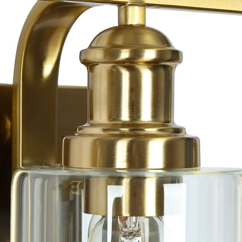 Oriva Modern 3-Light Gold Wall Sconce Cylinder Clear Glass Bathroom Vanity Light - Brushed Electroplated Copper - W22"xD6.5"xH9"