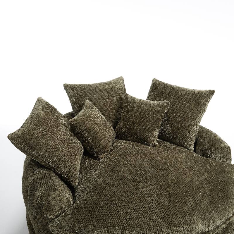 55" Modern Long Polyester Foam Round Bean Bag Sofa Chair with Pillows
