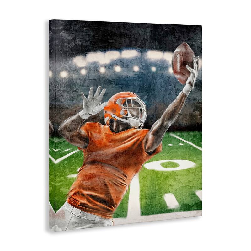 Stupell Athlete Catching Football Canvas Wall Art Design By Kim Allen
