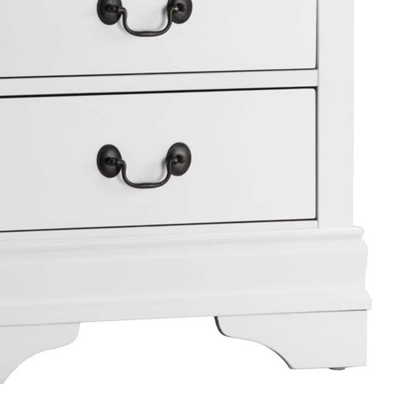 Wooden Night Stand With 2 Spacious Drawers White
