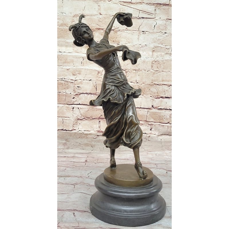 Art Deco Bronze Performer Dancer Girl By Colinet On Marble Base