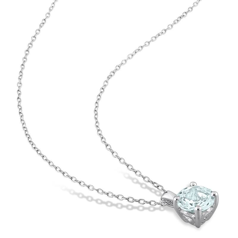 Miadora Aquamarine Two Piece Solitaire Necklace and Earrings Set in Sterling Silver