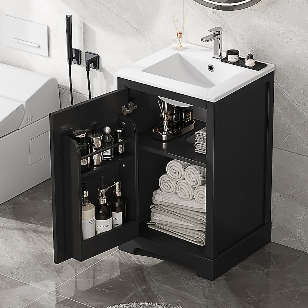 20" Bathroom Vanity with Sink, Bathroom Cabinet with Soft Closing Door, Storage Rack and Adjustable Shelve
