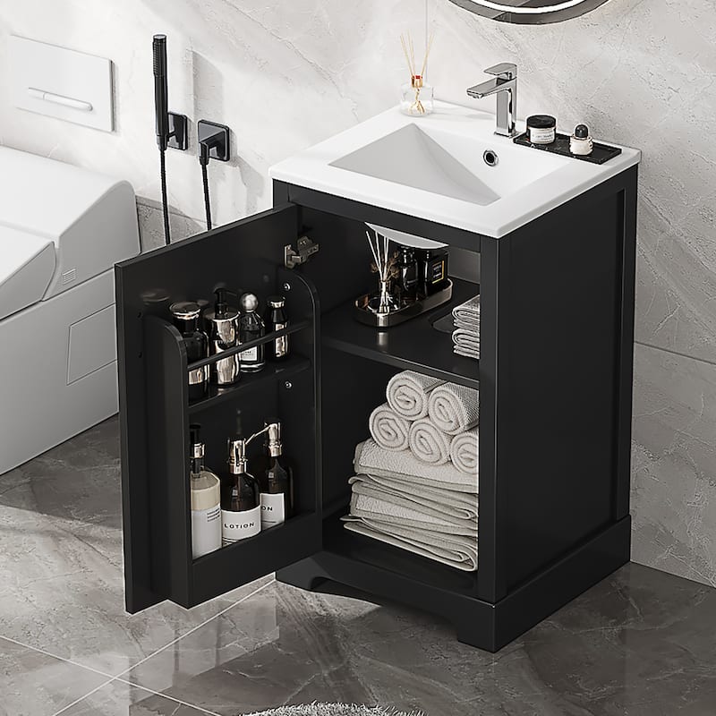 Roomfitters 20" Bathroom Vanity with Sink Cabinet with Soft Closing Door Storage Rack Adjustable Shelf MDF Frame