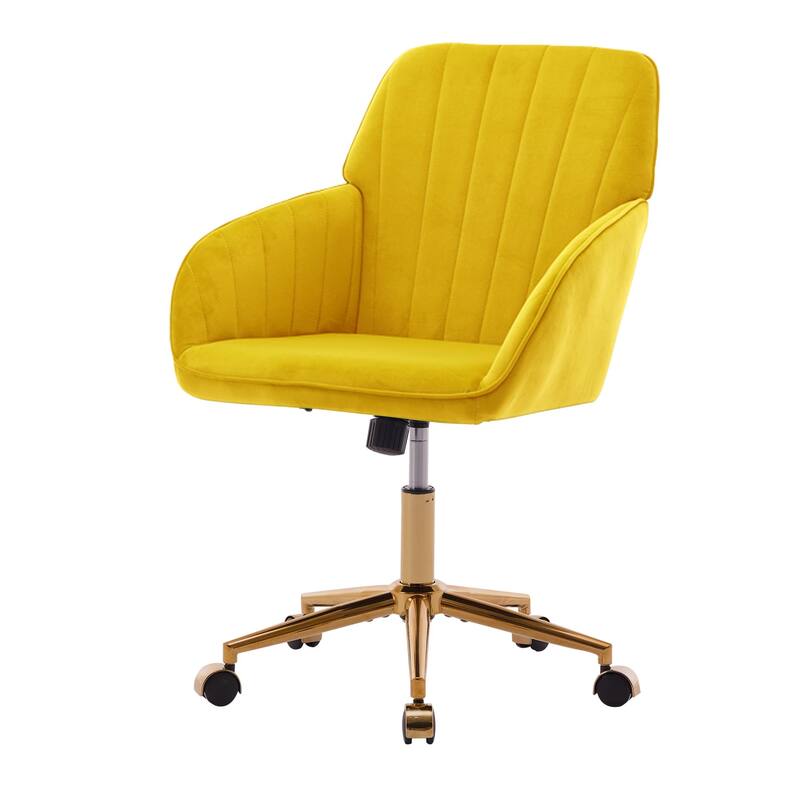 Velvet Adjustable Home Office Swivel Leisure Desk Chair with Gold Base