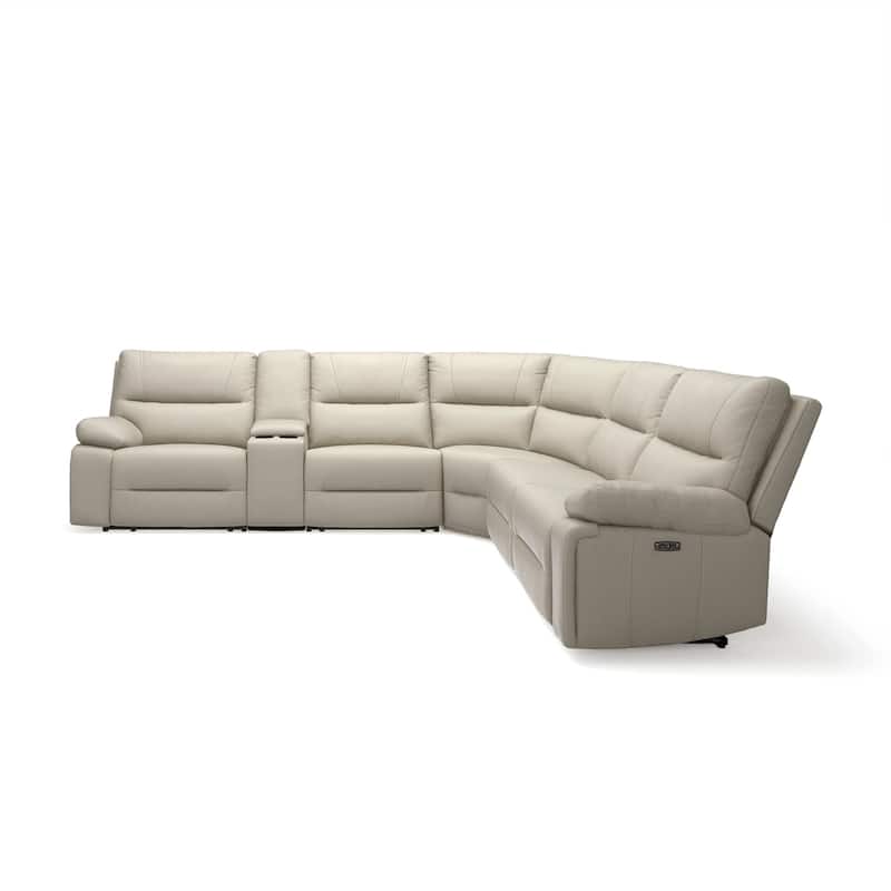 Malibu 130" 6-Piece Leather & Faux Leather Power Reclining Sectional