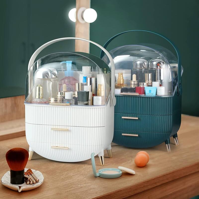Makeup Organizer,Cosmetics Display Case With 2-Layer Storage Box - 11.2*7.2*14.5in,