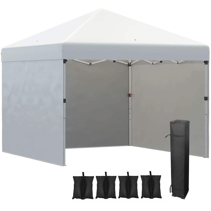 10'x10' Pop Up Canopy Tent with 3 Sidewalls,Leg Weight Bags,Carry Bag