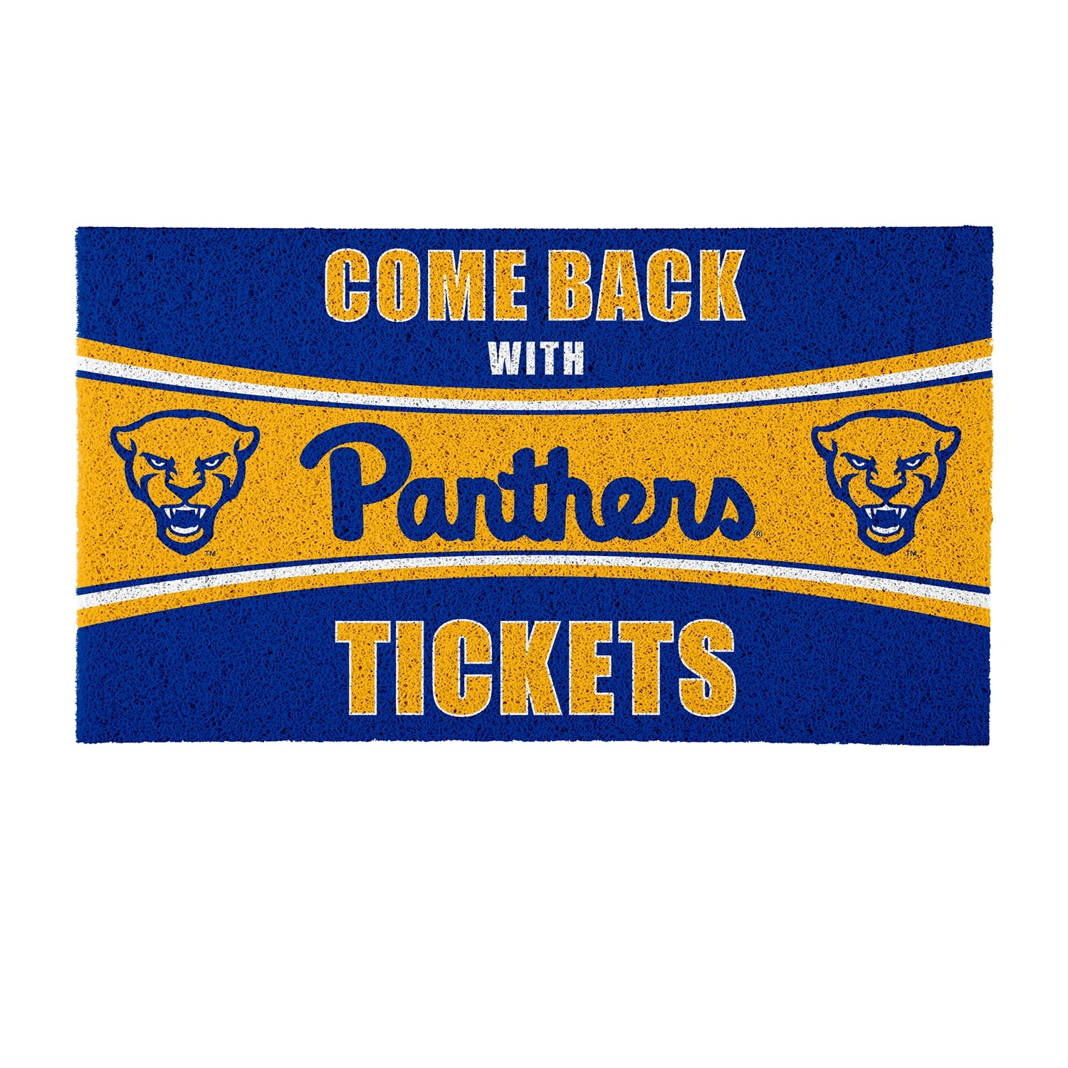 University of Pittsburgh 28 in. x 16 in. PVC "Come Back With Tickets" Trapper Door Mat