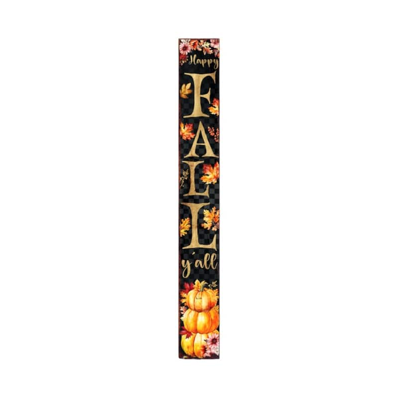 HomeRoots 72" Black Gold And Orange Solid Wood Happy Fall Porch Sign
