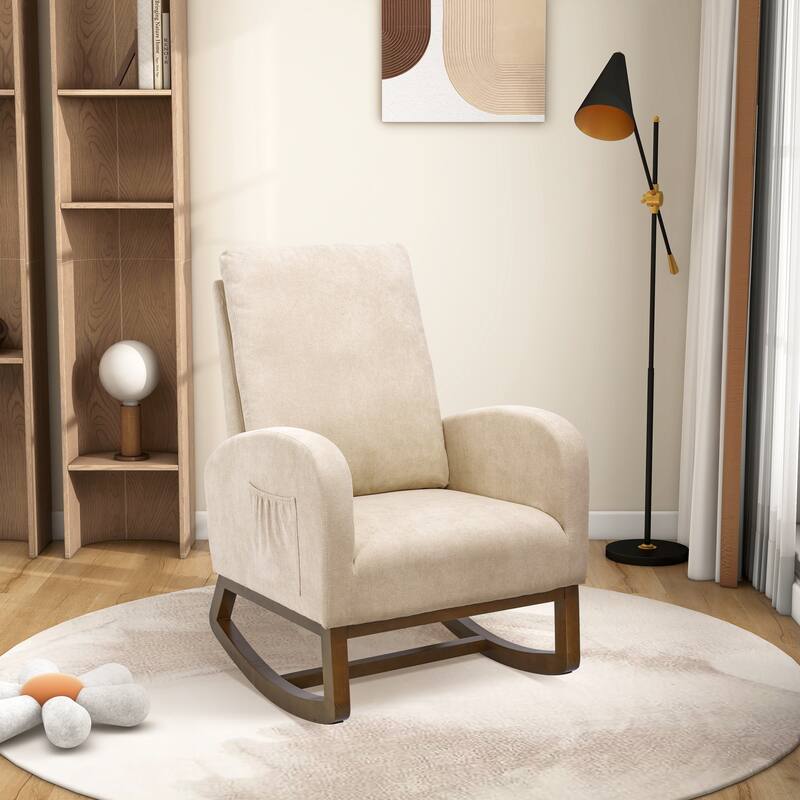 27.2"W Polyester Rocking Chair with Side Pocket