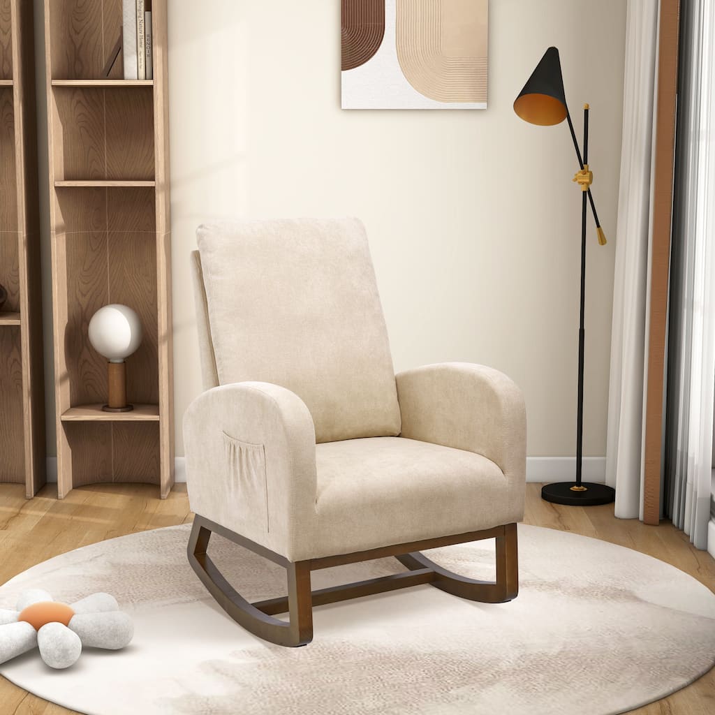 27.2"W Polyester Rocking Chair with Side Pocket