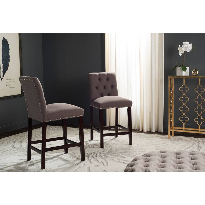SAFAVIEH Lisel -27.5 Inch Counter Stool (Set of 2) - 19Wx23Dx40H - Dark Taupe