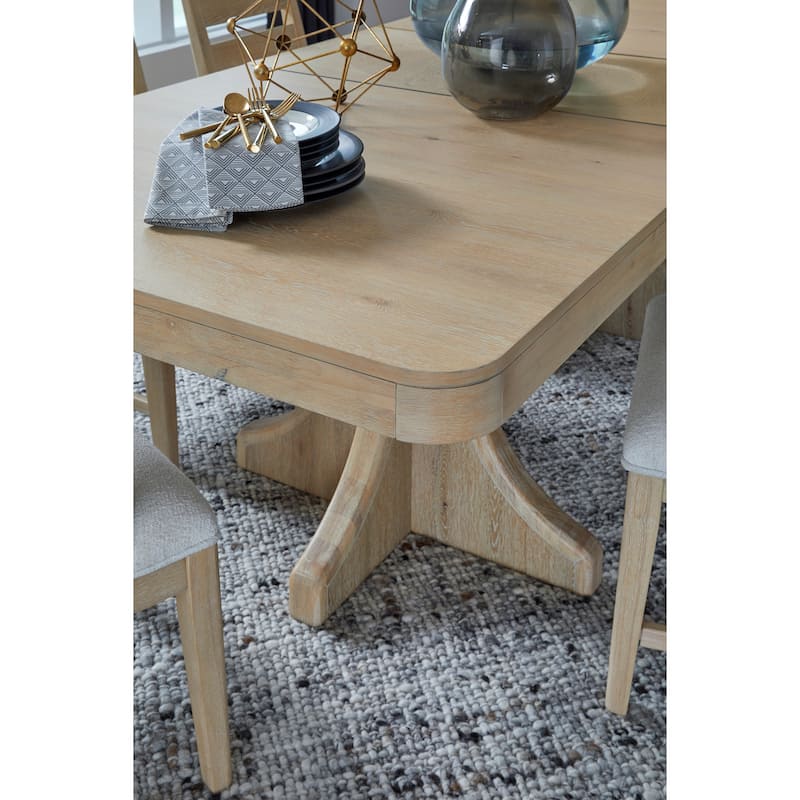 Magnussen Home Somerset Butternut Extendable Trestle Dining Table - 40''W x 76''D x 29.75''H