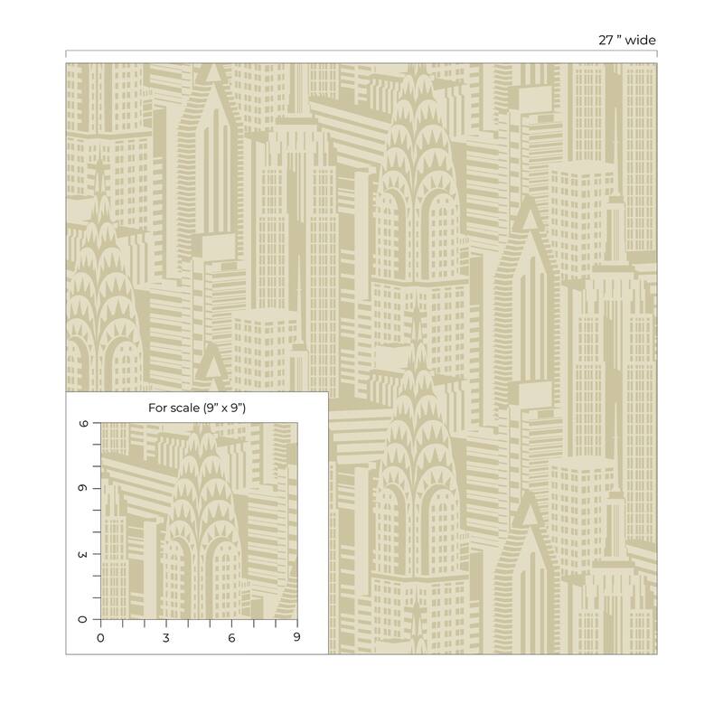 Seabrook Designs Manhattan Skyline Nonwoven Unpasted Wallpaper