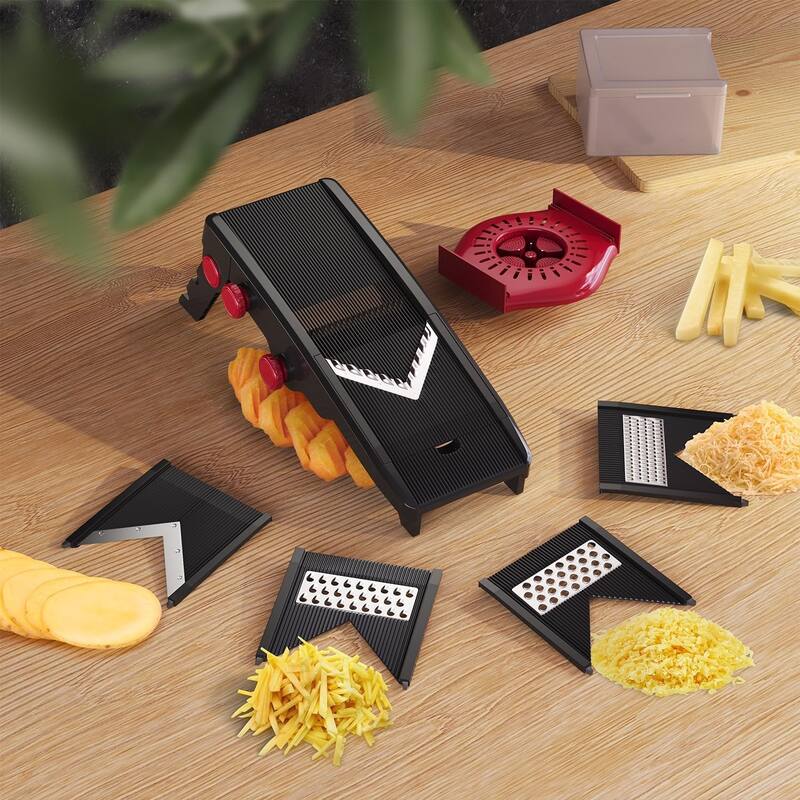 Mueller Mandoline Slicer for Kitchen, Adjustable Vegetable Chopper, Fruit, Cheese Grater, Potato Chips Slicer - Black