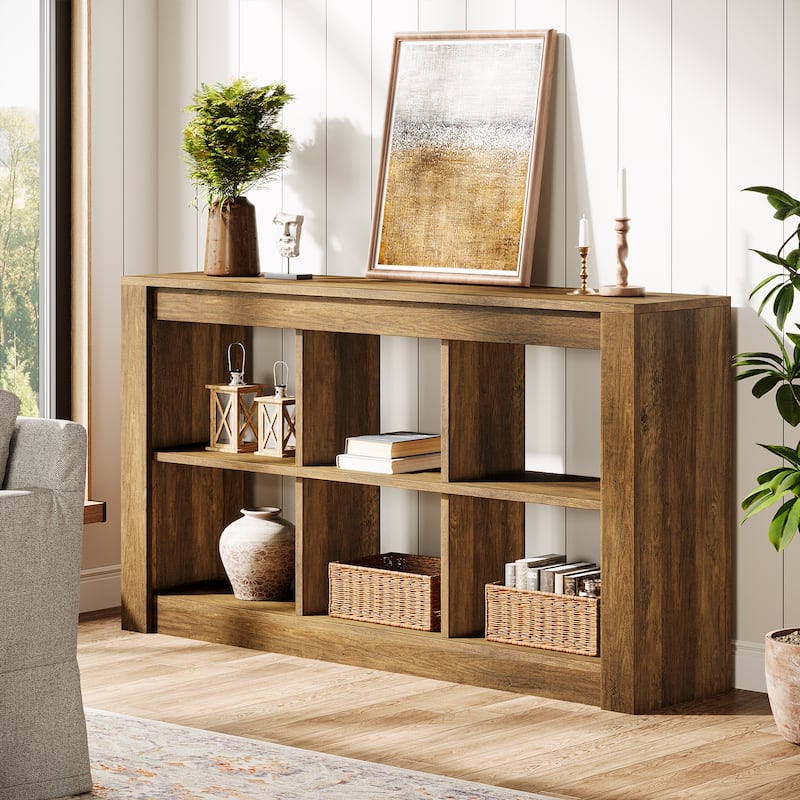 55.12 Inch Farmhouse Console Table for Entryway - Rustic Brown